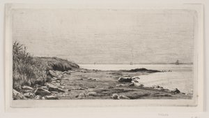 Escena de playa. Sol en el mar de Carl Bloch