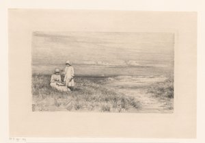 Mujer y niña en las dunas de Carl Bloch