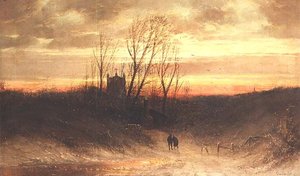 Paisaje boscoso al atardecer de Carl Bondel