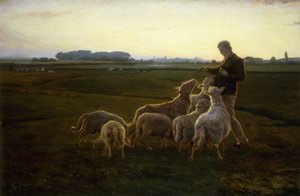 Un pastor y sus ovejas con gansos más allá, 1896 de Carl Christian Ferdinand Wentorf