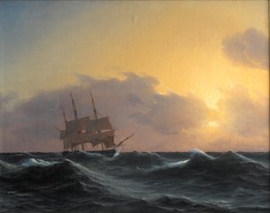 Fragata en una tormenta con velas reducidas de Carl Dahl