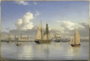 Barcos de Vela frente al Castillo de Kronborg, Suecia