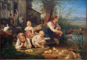 Madre con niños de Carl Engel von Rabenau