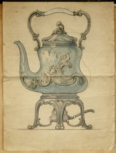 Una tetera de plata con soporte, Casa de Carl Faberge