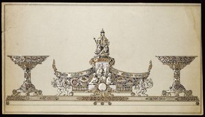 Dibujo de una cesta ovalada de plata, Casa de Carl Faberge de Carl Fabergé