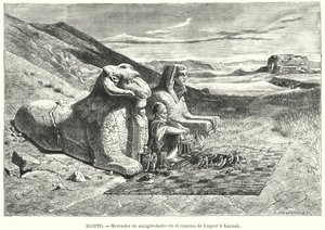 Vendedor de antigüedades en el camino de Luxor a Karnak, Egipto de Carl Friedrich Heinrich (after) Werner