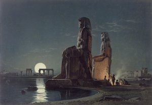Los colosos de Memnón, Tebas, una de las 24 ilustraciones producidas por G.W. Seitz, impresas c.1872