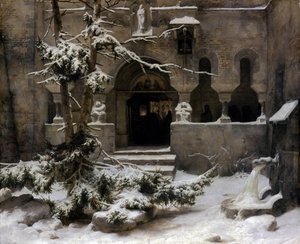 Jardín del monasterio en la nieve de Carl Friedrich Lessing