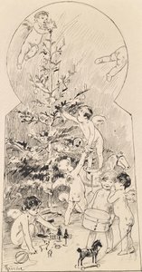 Ángeles, limpiando el árbol de Navidad de Carl Fröschl