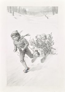 Dos niños recorren un paisaje invernal de Carl Fröschl