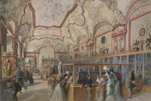 El Salón de Mármol de la Galería Ambraser en el Bajo Belvedere, Viena, 1876 de Carl Goebel