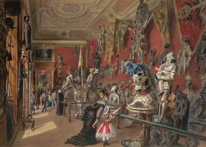La segunda sala de armería en la Galería Ambraser del Bajo Belvedere, 1875 de Carl Goebel