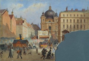Peterskirche de Viena vista desde el Graben de Carl Goebel d. J.