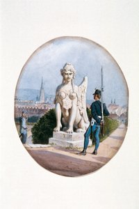 Un soldado de infantería de guardia frente al Alto Belvedere