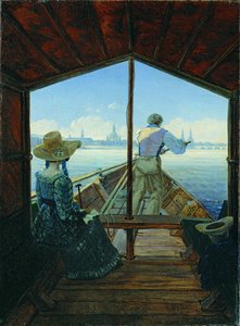 Paseo en barcaza por el Elba, cerca de Dresde (Mañana en el Elba) de Carl Gustav Carus