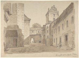 Vista del patio del castillo de Döben de Carl Gustav Carus
