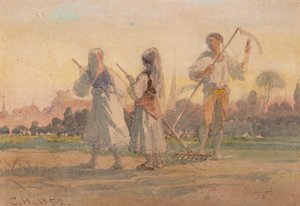 Campesinos francos cerca de Wurzburgo, Alemania de Carl Haag