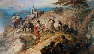 Mañana en las Tierras Altas. La familia real ascendiendo Lochnagar de Carl Haag