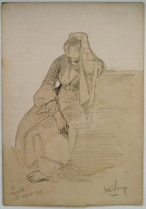 Estudio de una dama sentada, Nazaret, 1859 de Carl Haag