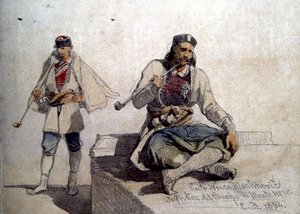 Estudio de dos figuras, ambas fumando pipas de Carl Haag