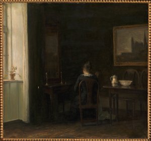 Interior con la esposa del artista Emilie Heise