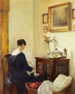 Una Madre y un Niño en un Interior de Carl Holsoe