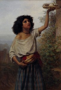 Una Joven Gitana con una Pandereta de Carl Huns