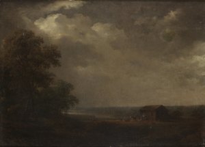Paisaje con casas y ganado de Carl Johan Fahlcrantz