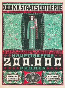 Cartel publicitario de la 24ª lotería benéfica real austriaca de 1912
