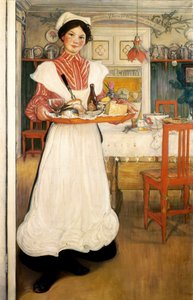 Martina llevando el desayuno en una bandeja