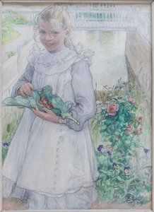 Mi niña con fresas