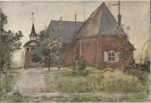 La antigua iglesia de Sundborn. De *A Home* (26 acuarelas) de Carl Larsson