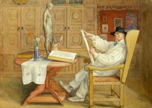 Autorretrato (En el nuevo estudio) de Carl Larsson