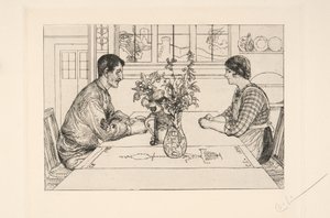 Autorretrato como grabador de Carl Larsson
