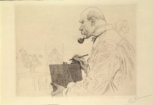 Autorretrato como grabador de Carl Larsson