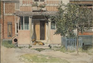La veranda. De Un hogar (26 acuarelas) de Carl Larsson