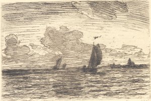 Marina con barcos a vela de Carl Locher