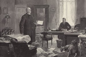 Bismarck dictando sus memorias (grabado) de Carl Ludwig Friedrich Becker