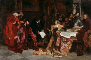 El Emperador Maximiliano recibe a los embajadores venecianos en Verona, 1879 de Carl Ludwig Friedrich Becker