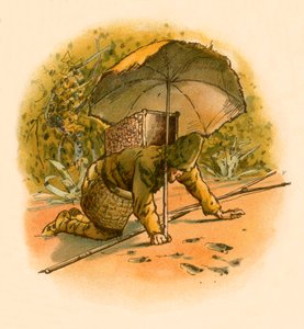 Robinson Crusoe viendo huellas