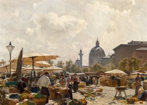 El Naschmarkt en Viena de Carl Moll