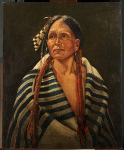Indio con manta a rayas (óleo sobre lienzo montado en panel) de Carl Moon