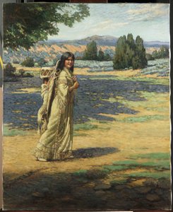 Mujer india con papoose (óleo sobre lienzo)