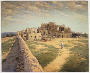 Pueblo del Norte de Taos (óleo sobre lienzo) de Carl Moon