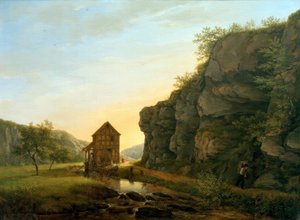 El molino de corte en el valle de Lorsbach en la roca del diablo de Carl Morgenstern