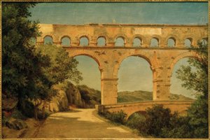 Puente del Gard cerca de Nîmes / Pintura de Carl Morgenstern