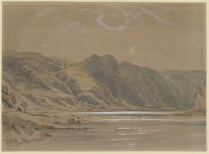 Vista del Rin con altas riberas boscosas de Carl Morgenstern