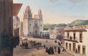 Plaza Mayor de Guonajuato (coloured engraving)