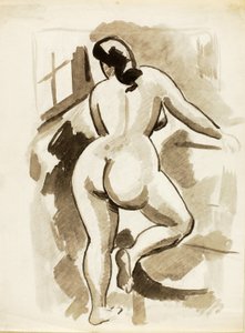 Vista trasera de desnudo femenino de pie de Carl Newman