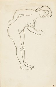 Mujer desnuda inclinada